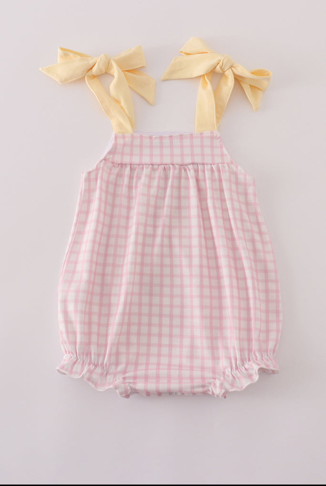Pink Puppy Embroidery Gingham Girl’s Bubble