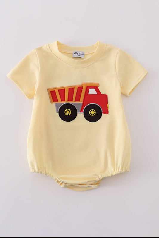 Yellow Truck Appliqué Boy’s Bubble