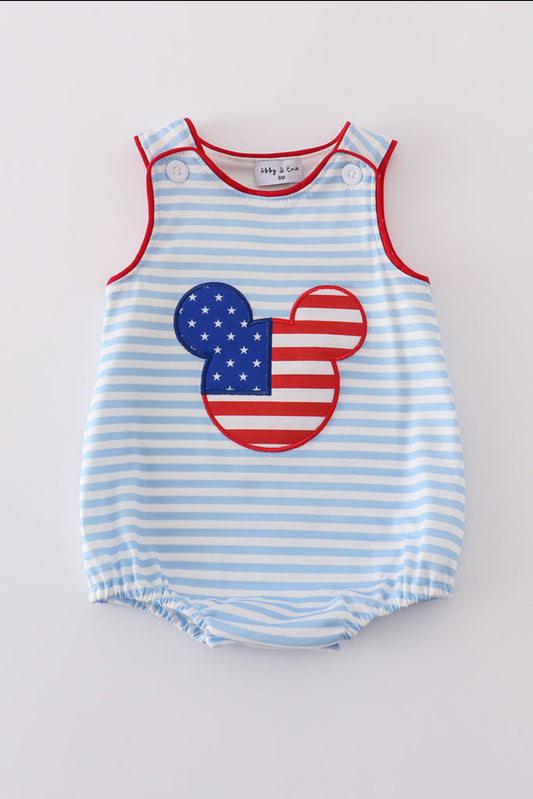 Boy’s  Blue Character Appliqué Striped Bubble