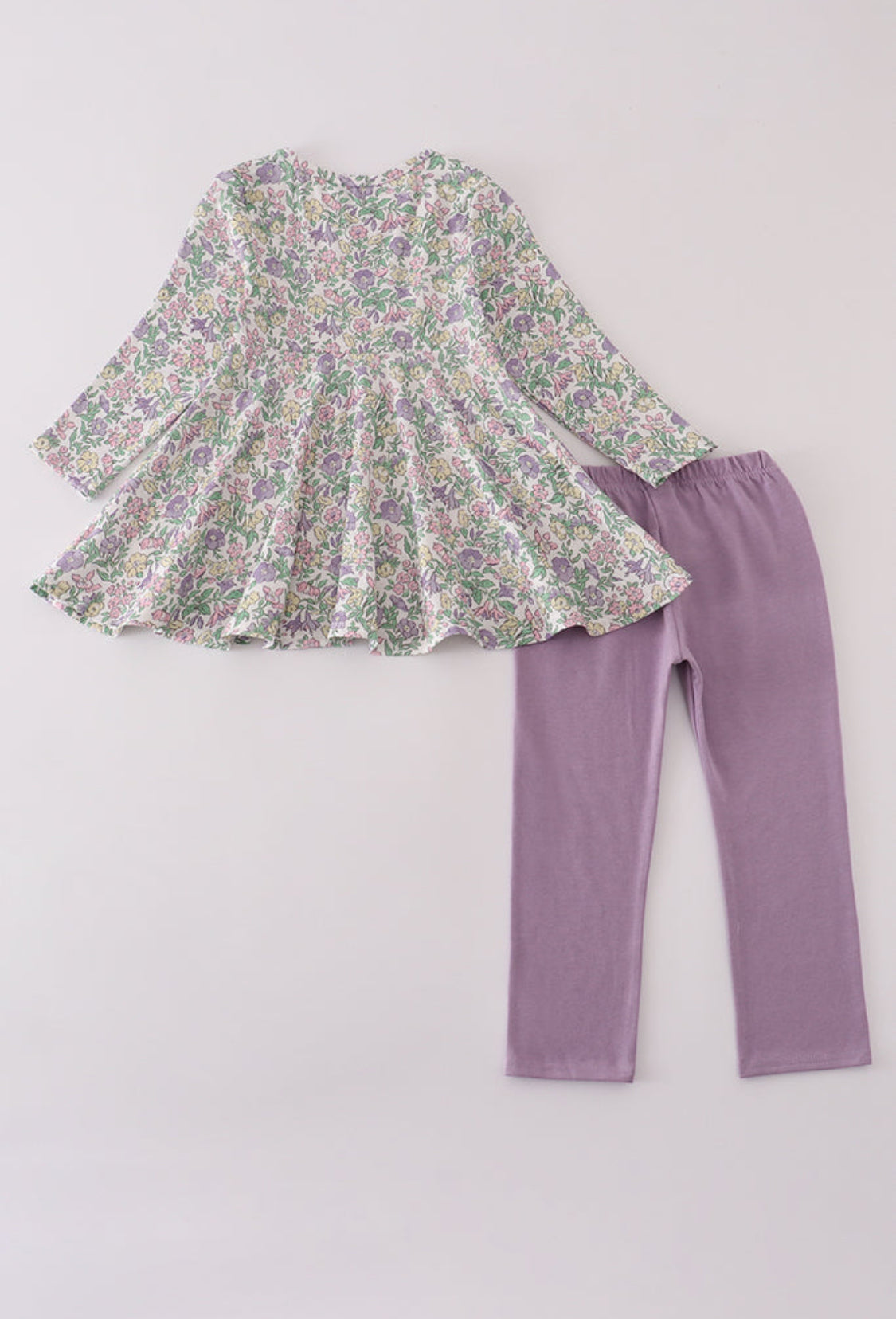 Purple Floral Print Girl’s Pants Set