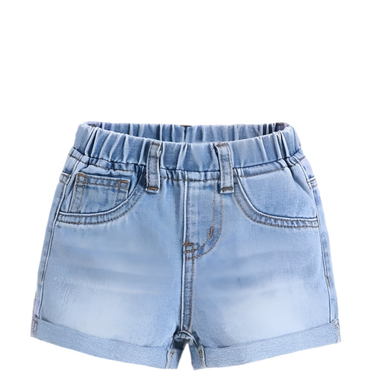 Girl’s Light Denim Shorts with Elastic Waist