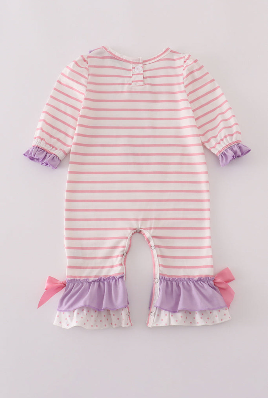 Purple Ballet Shoes Embroidery Ruffle Stripe Girl’s Romper