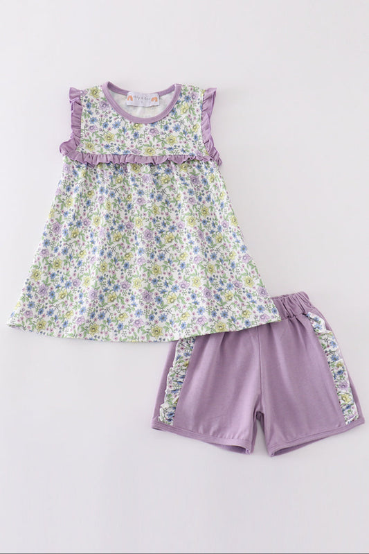Purple Floral Girl Set
