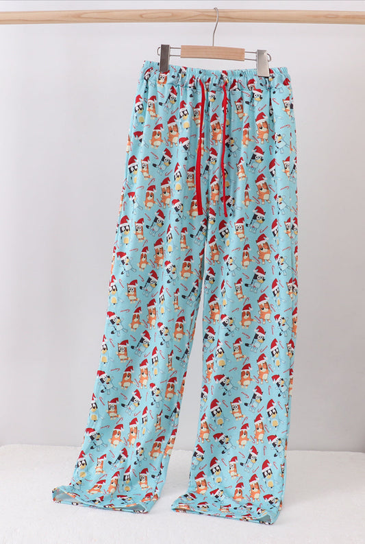 Blue Christmas Character Print DAD Pajama Pants