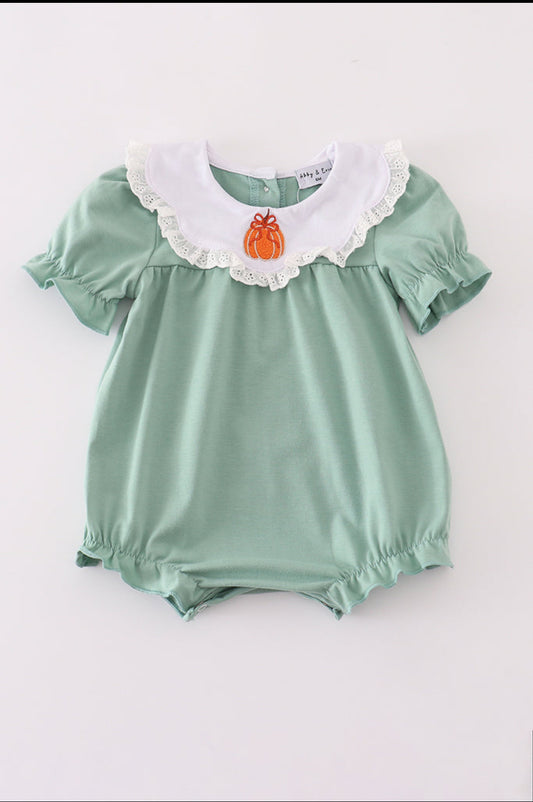 Green Pumpkin Bow Embroidery Bubble