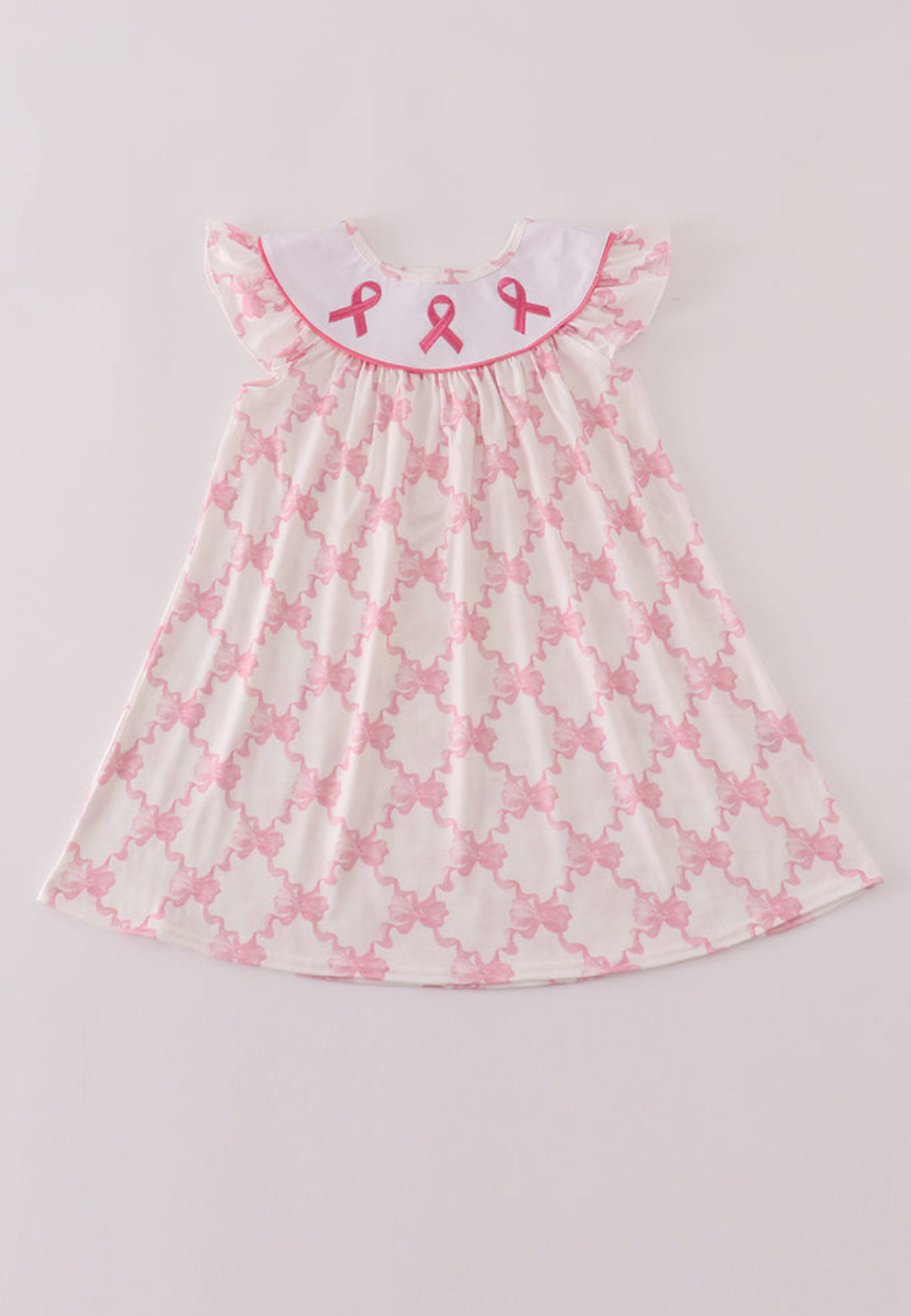 Pink Bow Tie Embroidery Ruffle Dress