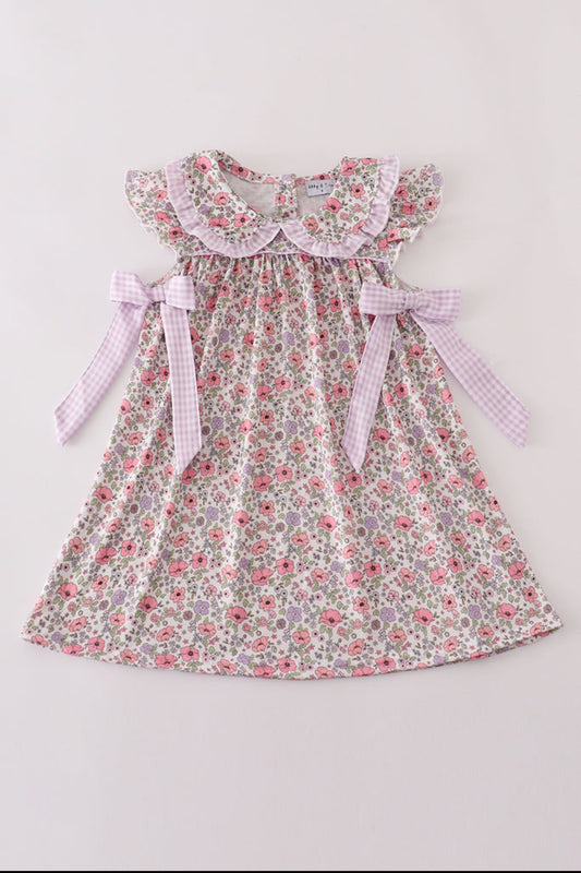 Purple Floral Print Dress