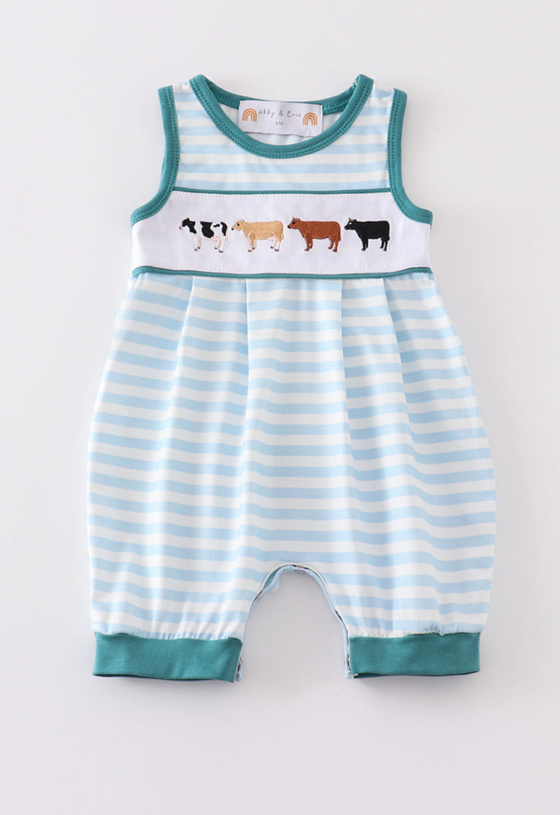 Blue Stripe Cow Embroidery Boy Bubble