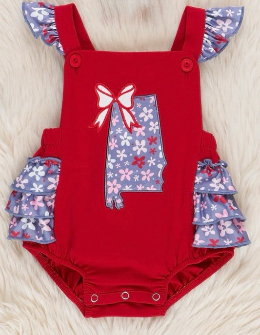 Alabama Embroidered Floral Ruffle Girl’s Bubble