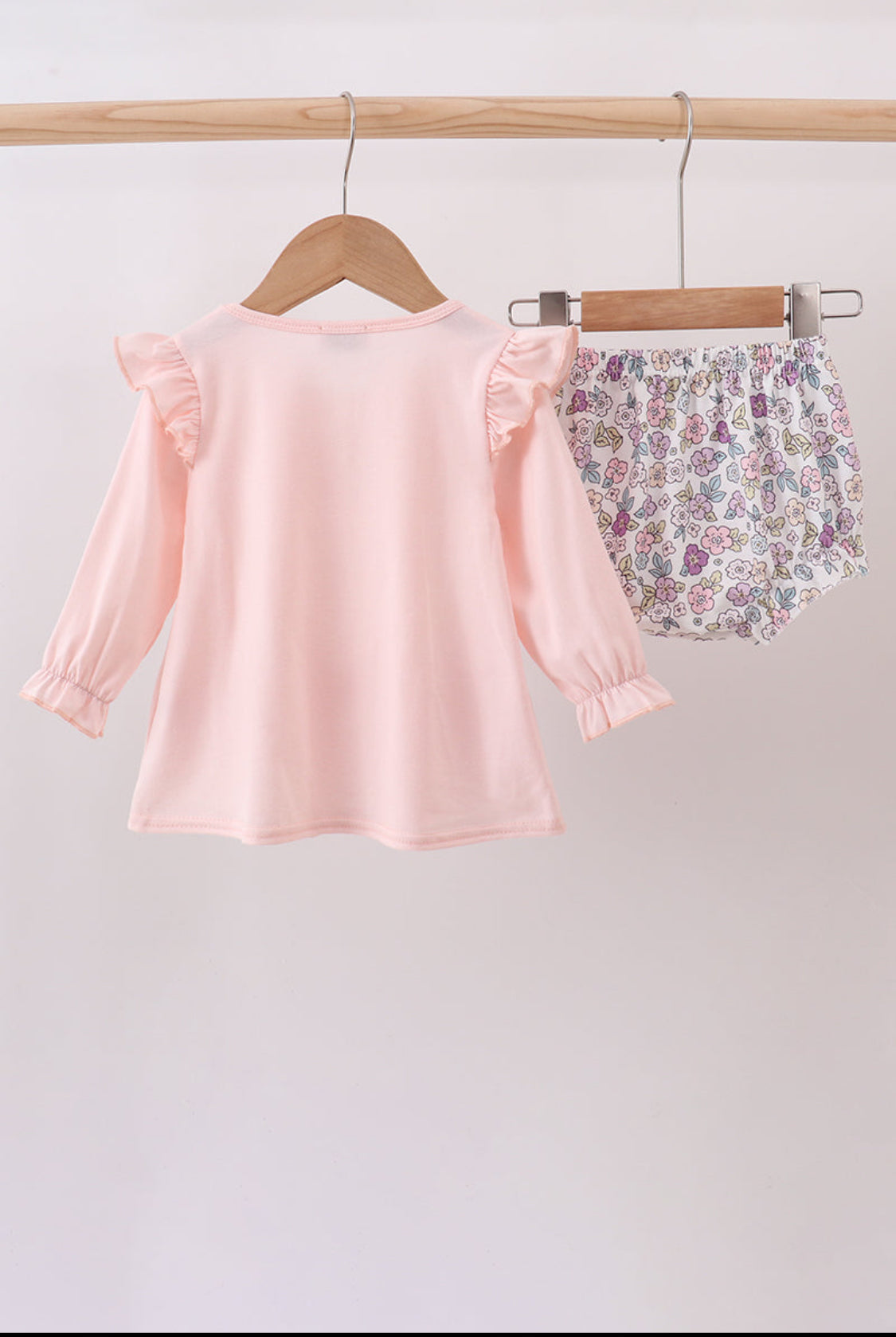 Pink Floral Bow Appliqué Girl’s Bloomer Set