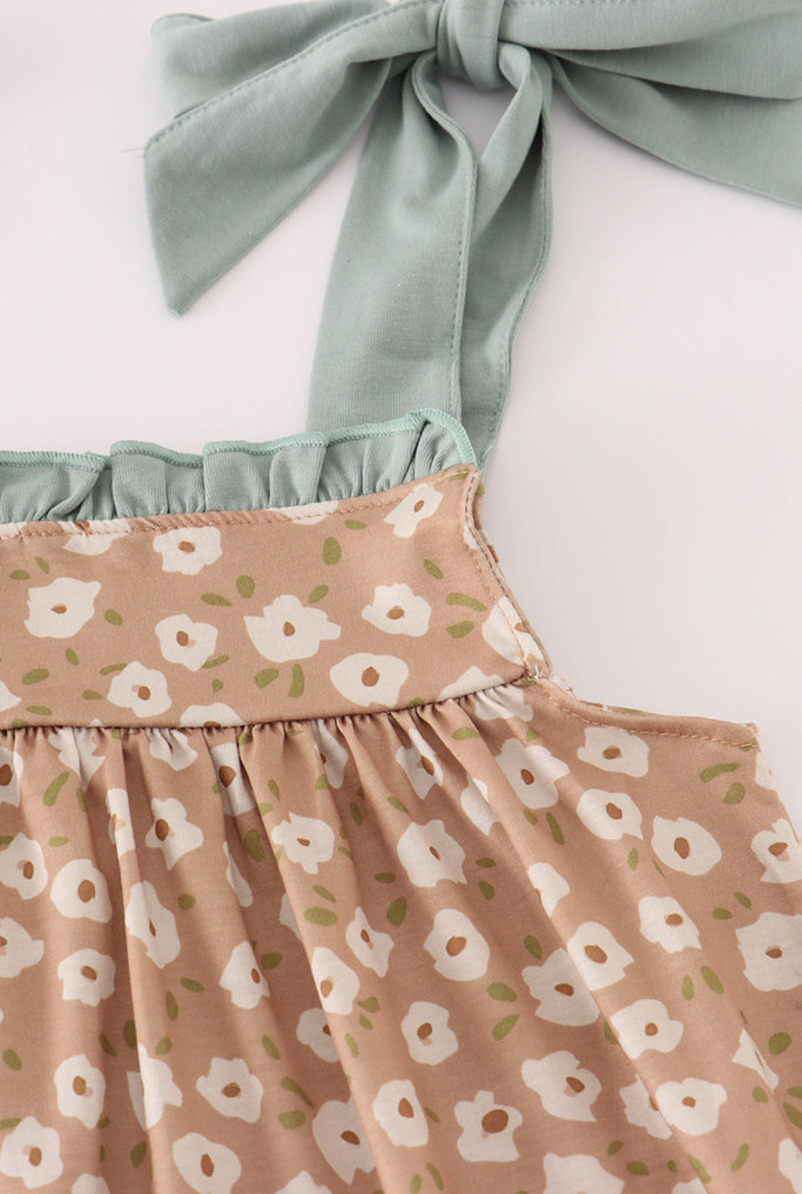 Mustard and Mint Floral Print Ruffle Dress