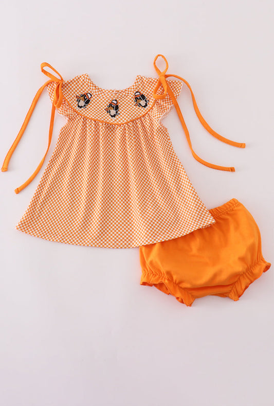 Orange Tennessee Go Vols Embroidery Girl’s Bloomer Set