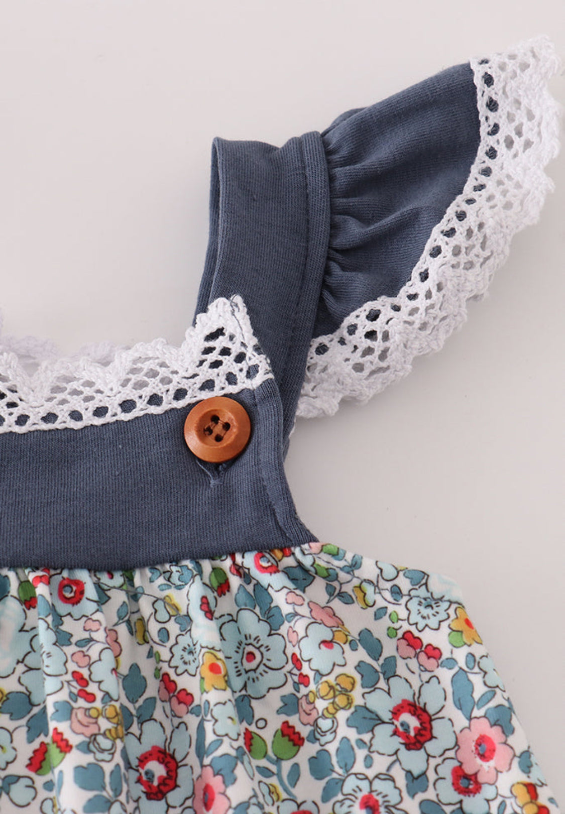 Blue Meadow Charm Lace Girl’s Ruffle Bubble