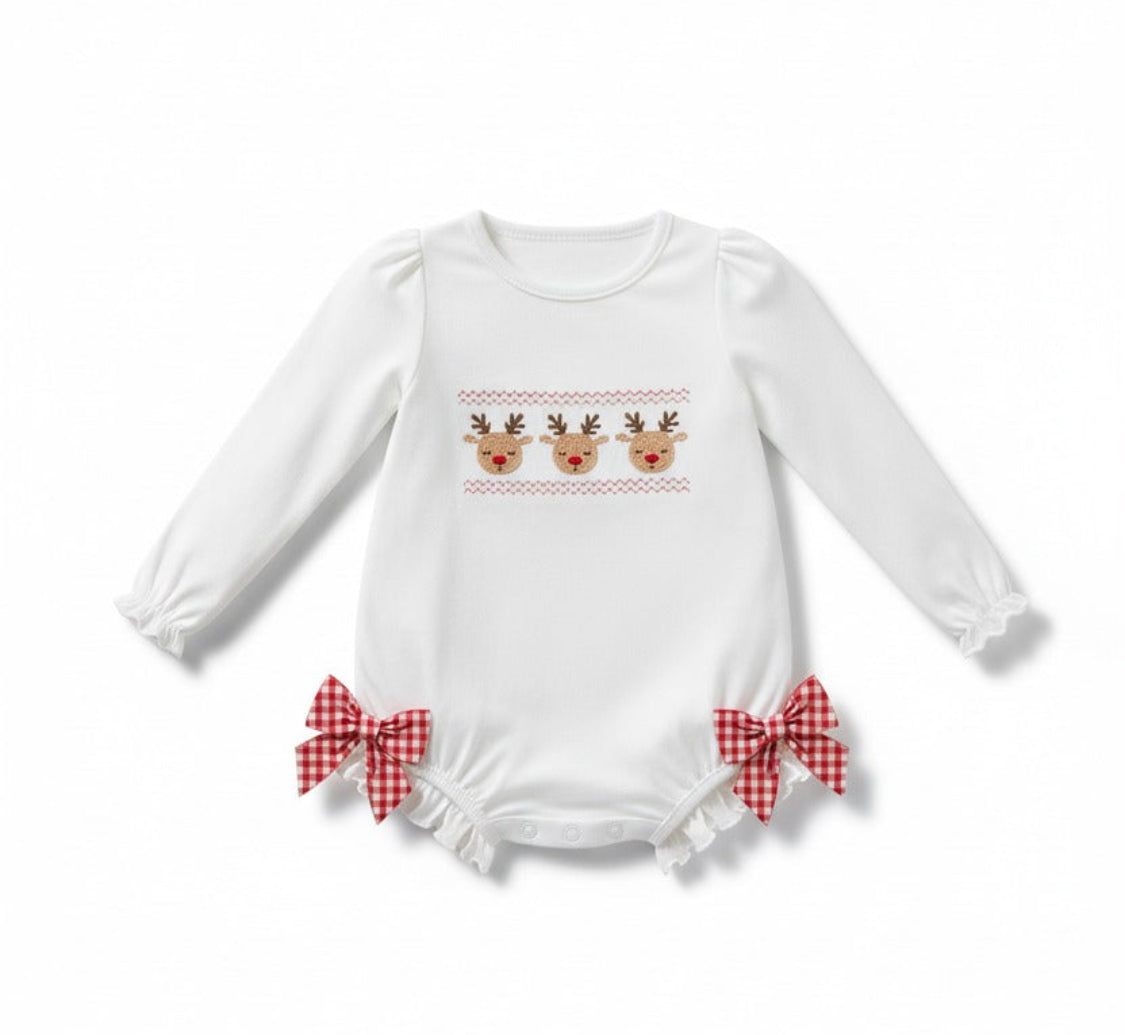 White Deer Embroidery Bow Girl’s Bubble