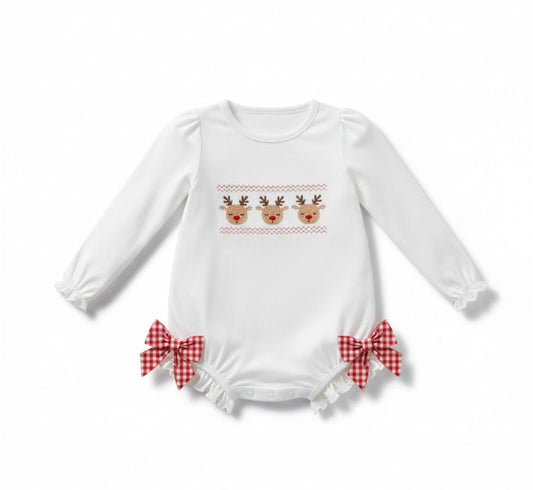 White Deer Embroidery Bow Girl’s Bubble