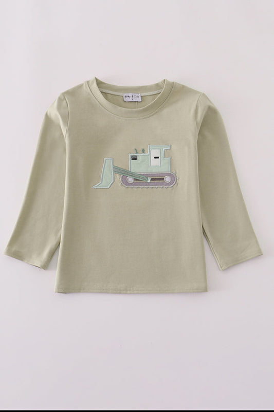 Cream Excavator Appliqué Boy’s Tops