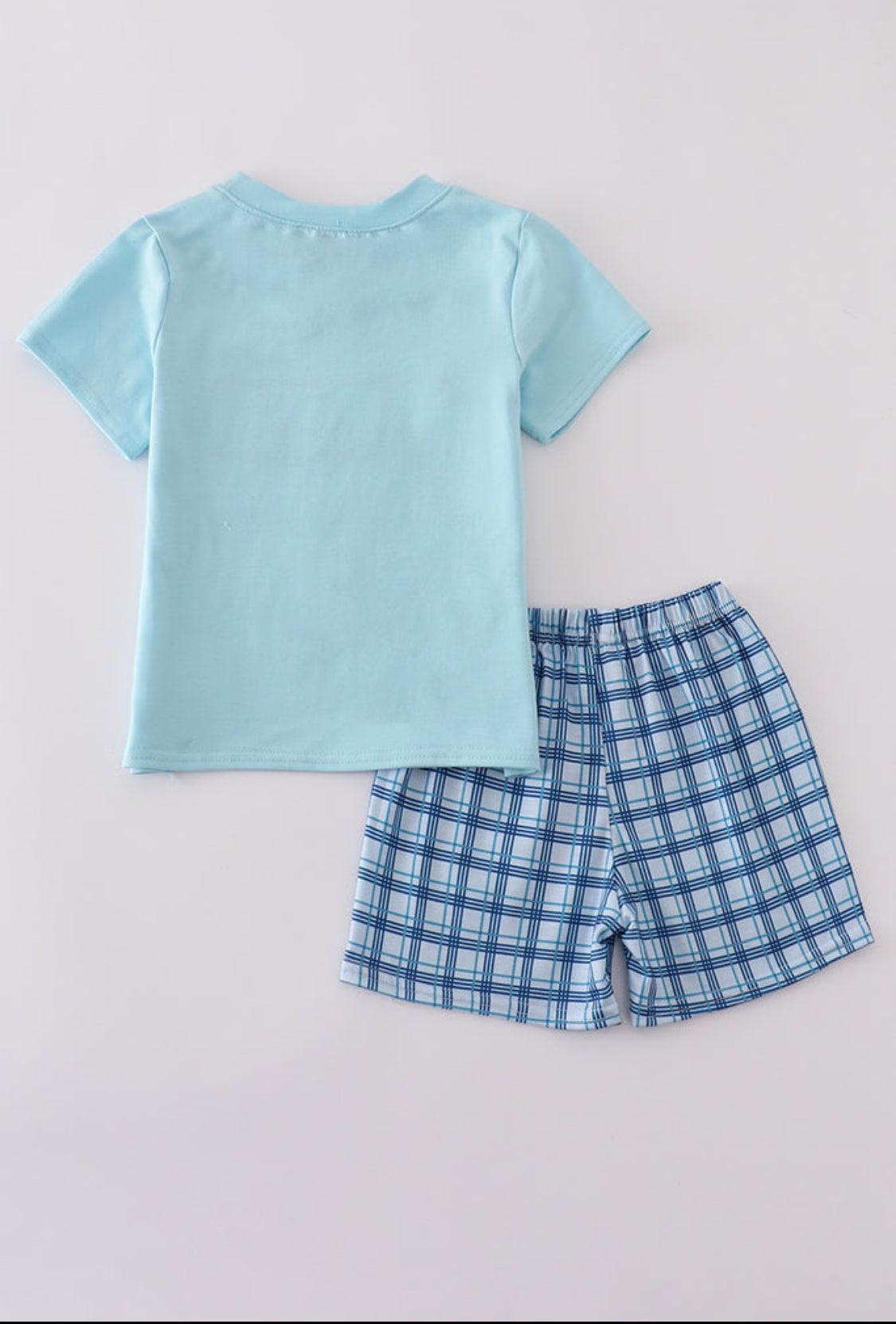 Blue Sailboats Embroidery Smocked Boy’s Short Set