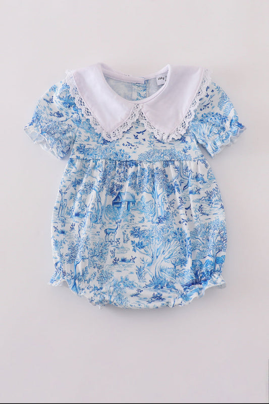 Blue Willow Toile Print Girl’s Bubble