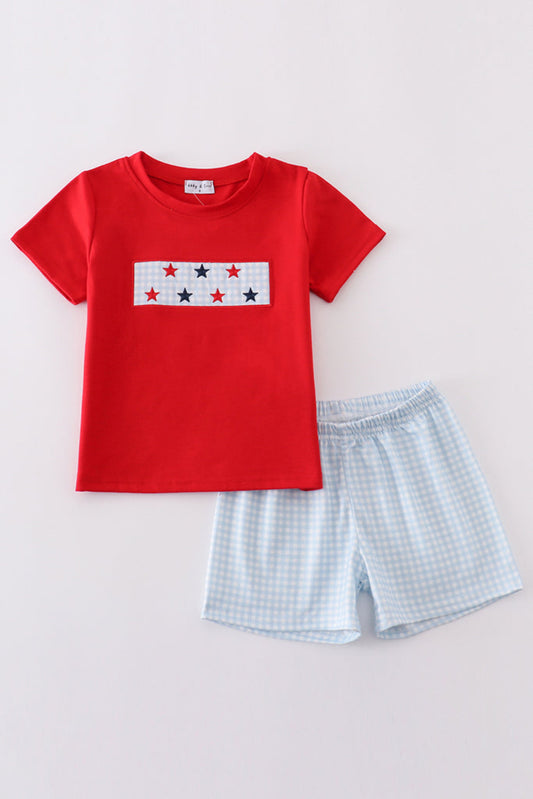Red Star Embroidery Boy’s Short Set