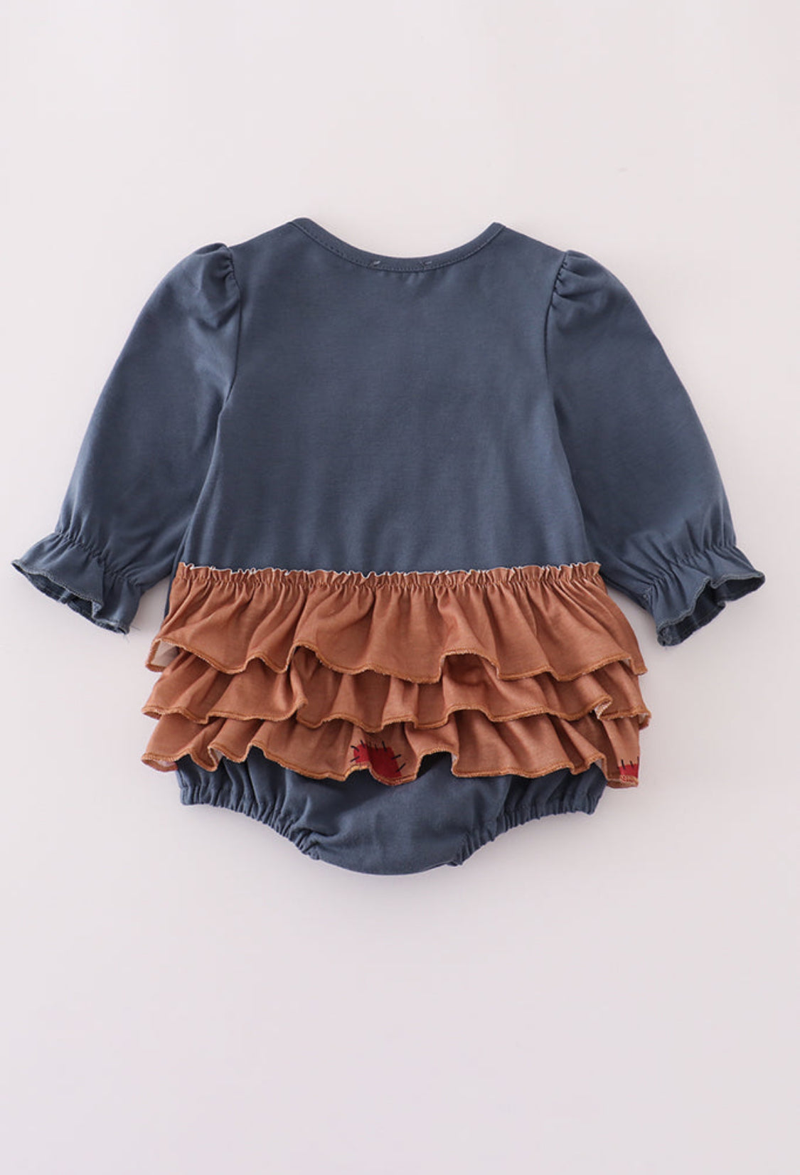 Navy Scarecrow Appliqué Ruffle Girl’s Bubble