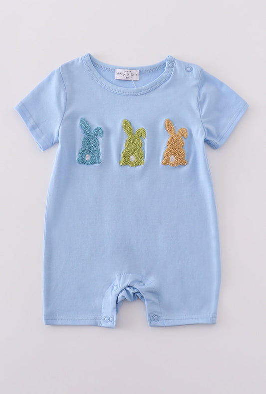 Boy’s Premium Blue Bunny Embroidered Romper