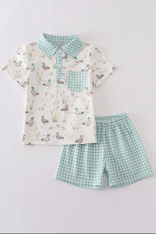 Sage Duck Boy Shorts Set