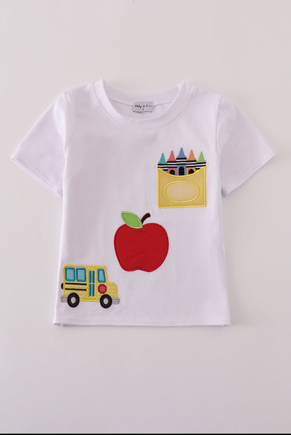 White Bus Apple Appliqué Boy’s Top