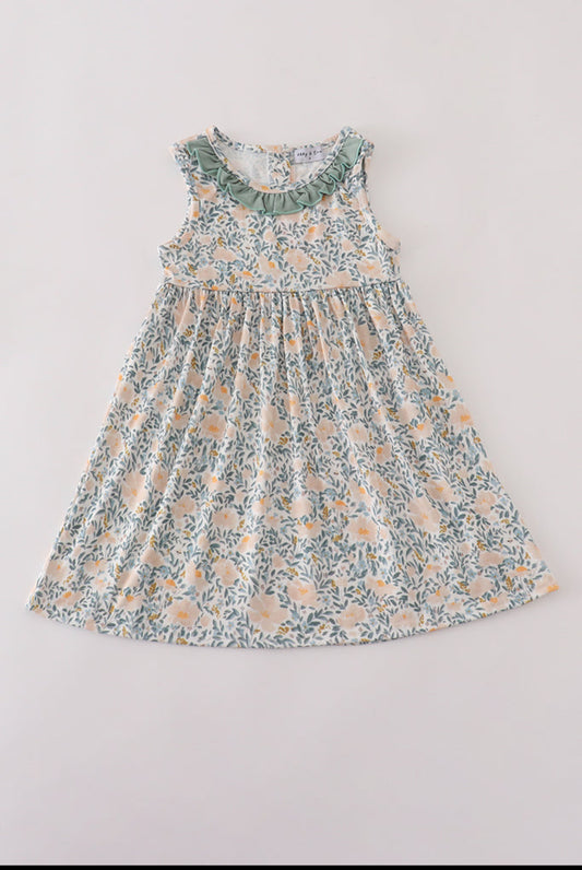 Fall Floral Print Ruffle Dress