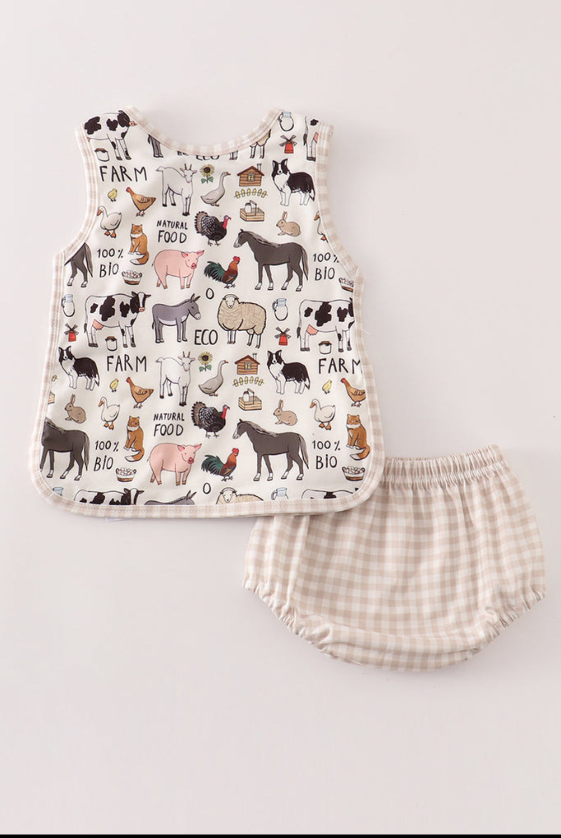 Beige Farm Baby Boy Set