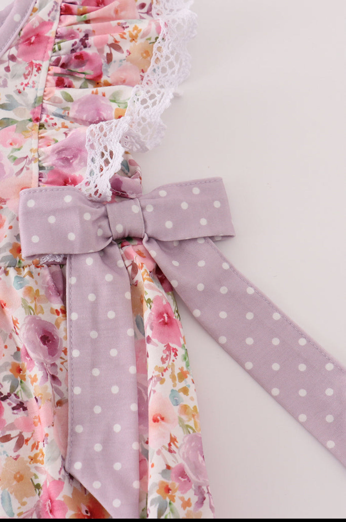 Purple Floral Print Ruffle Bubble