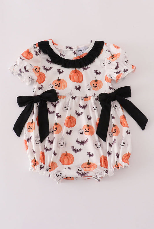 Black Pumpkin Print Ruffle Girl’s Bubble
