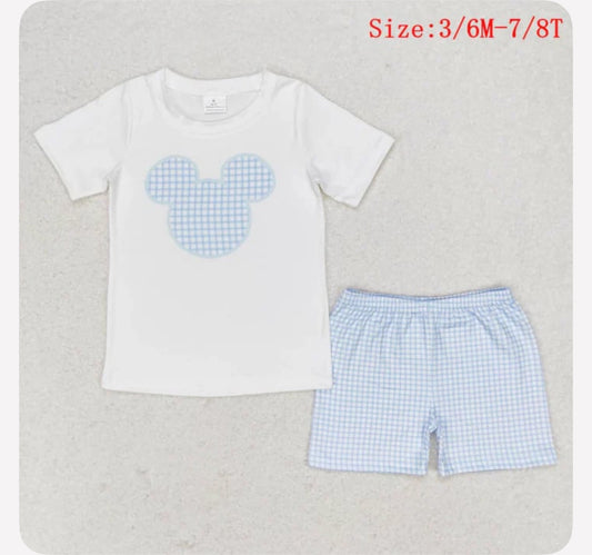 Checkmate, Mickey! Boy’s Gingham Short Set