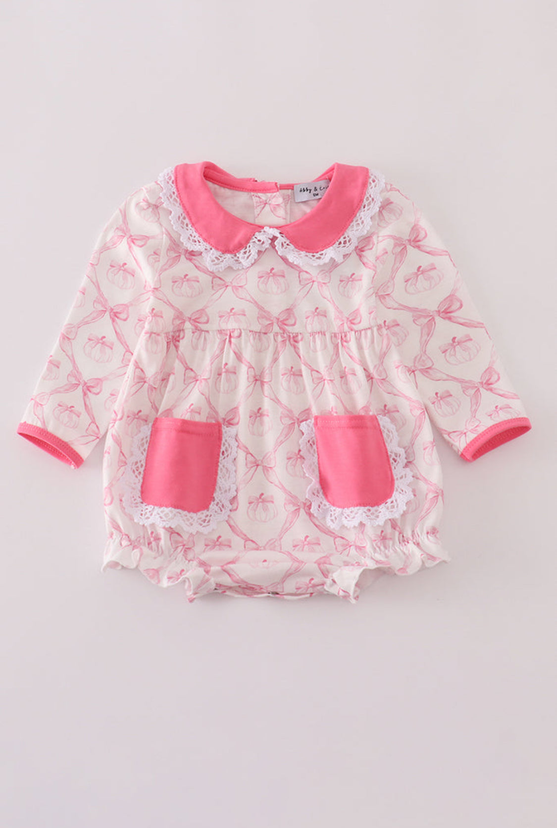 Pink Bow Tie Pumpkin Print Girl’s Bubble