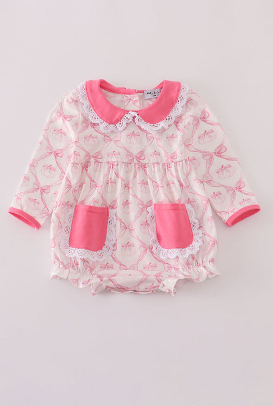 Pink Bow Tie Pumpkin Print Girl’s Bubble