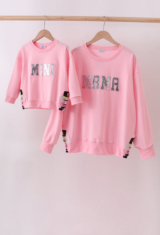 Pink MAMA & MINI Glitter Nutcracker Sweatshirts