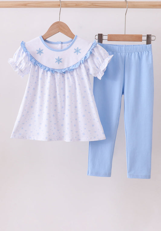 Premium Blue Snow Bow Girl’s Pants Set