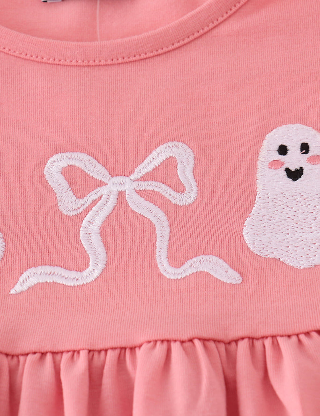 Halloween Ghost Embroidery Ruffle Girl’s Pants Set