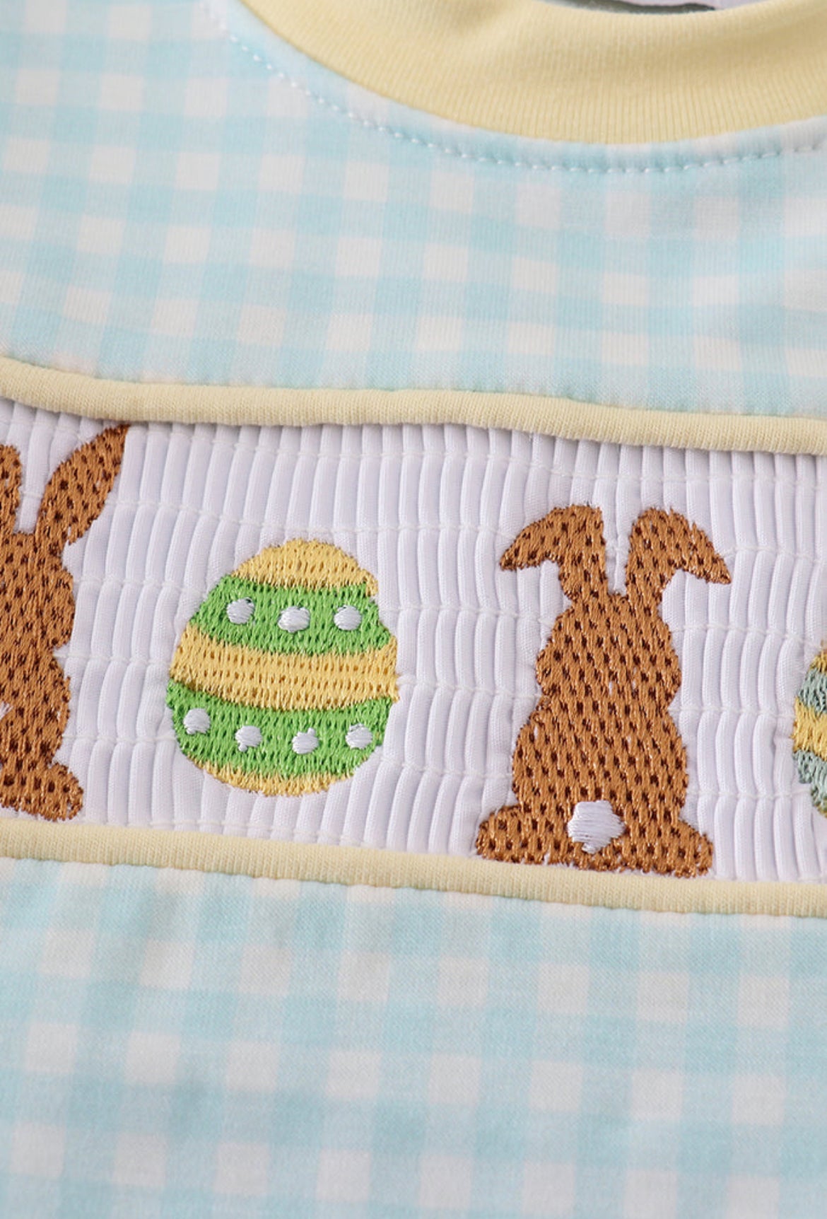 Boy’s Blue Bunny Embroidered Smocked Bubble