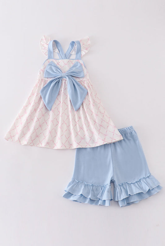 Pink Bow Print Girl Set