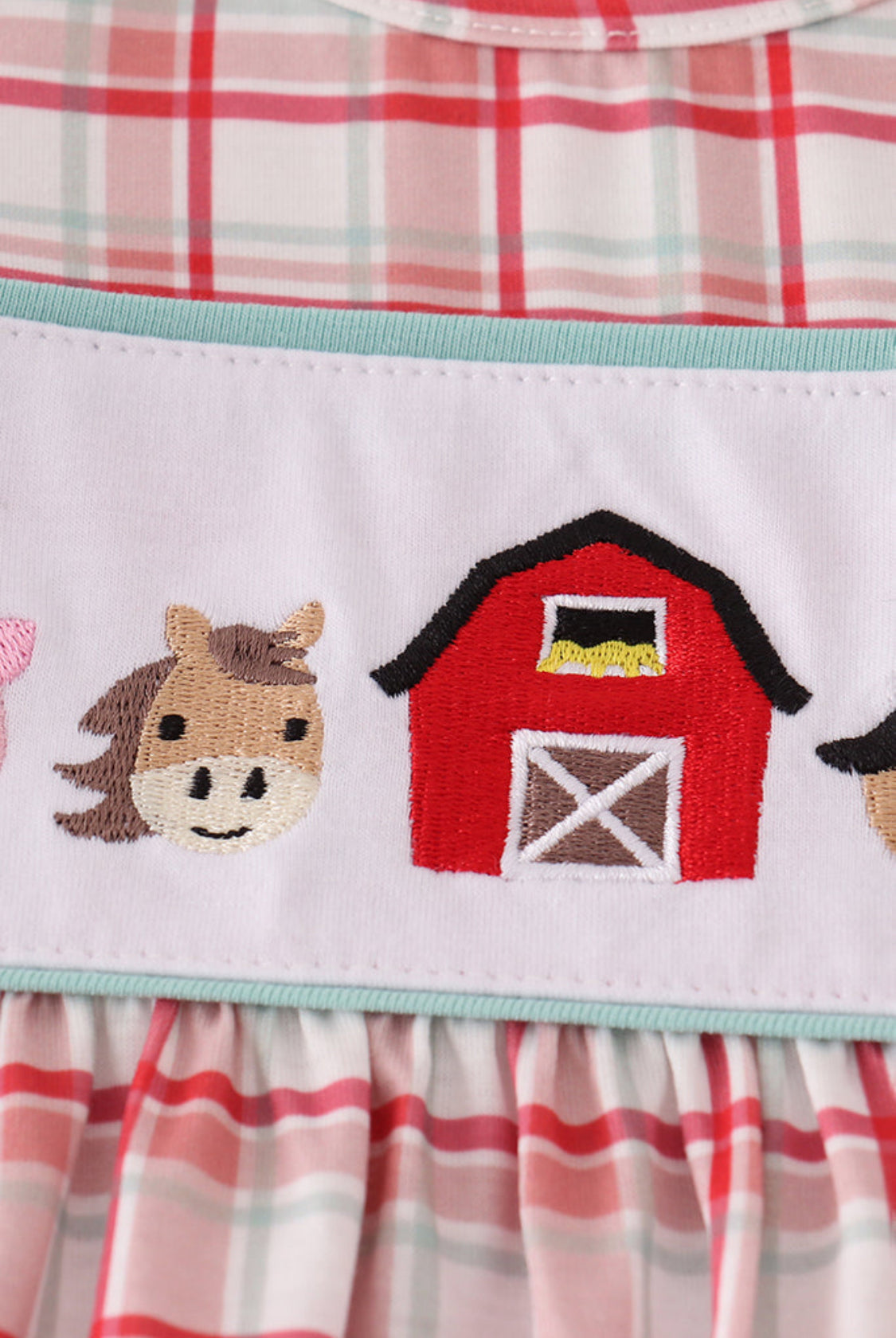 Red Farm Embroidery Ruffle Girl’s Pants Set