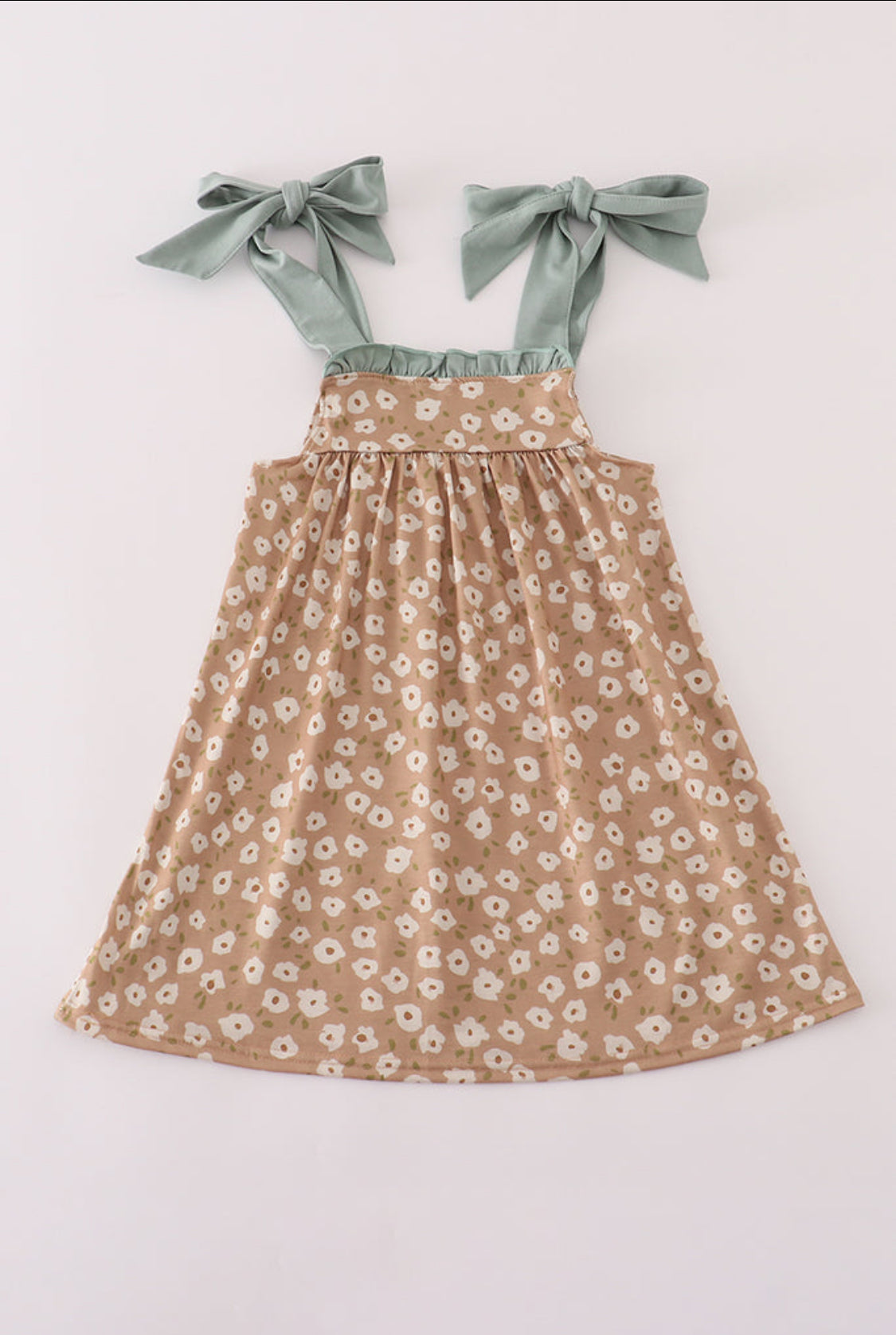 Mustard and Mint Floral Print Ruffle Dress