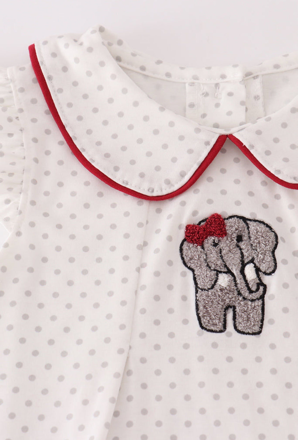 Alabama Polka Dot Elephant French Knot Ruffle Girl’s Pants Set