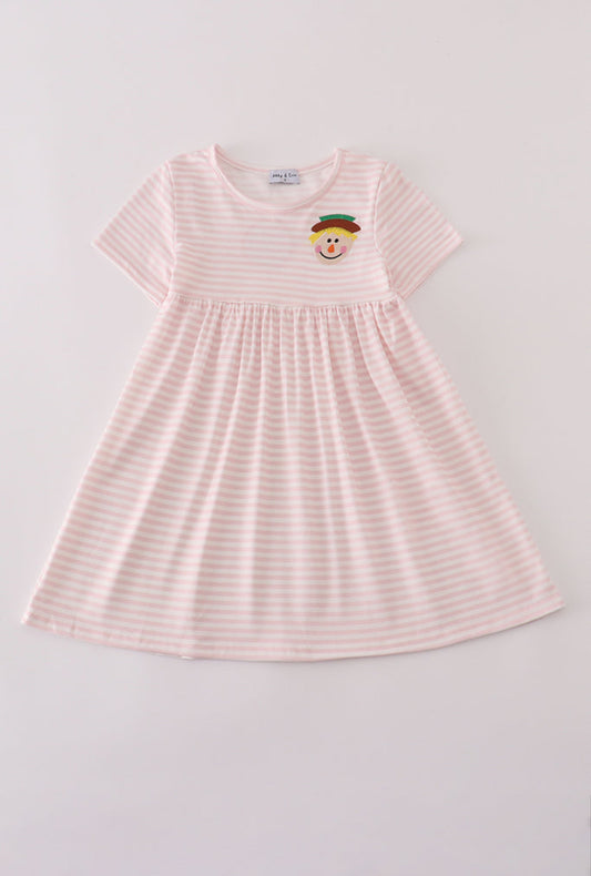 Scarecrow Embroidery Stripe Dress