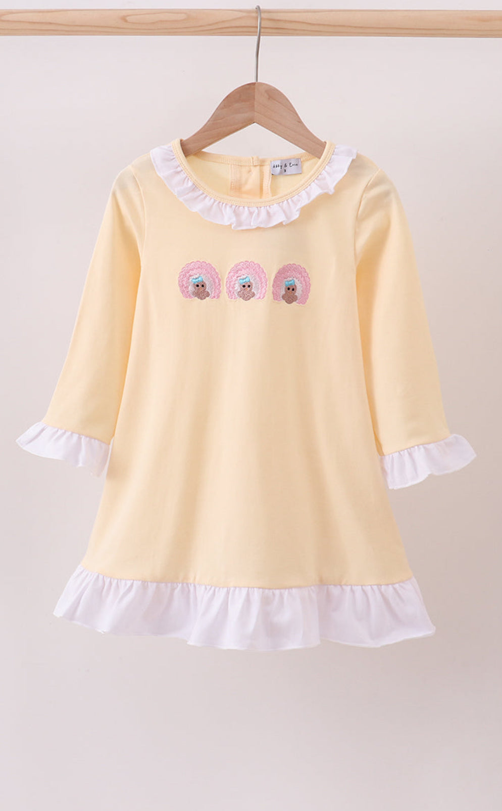 Beige Turkey Embroidery Ruffle Dress
