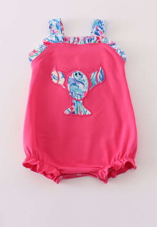 Tropical Lobster Splash Appliqué Girl’s Bubble