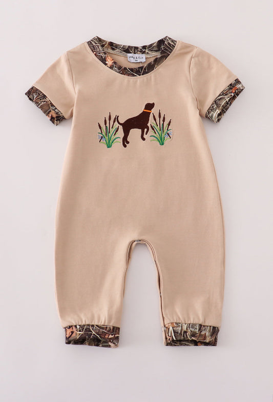 Camouflage Hound Embroidery Boy’s Romper