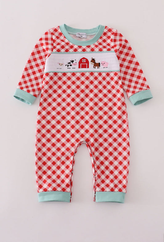 Red Farm Smocked Boy’s Romper