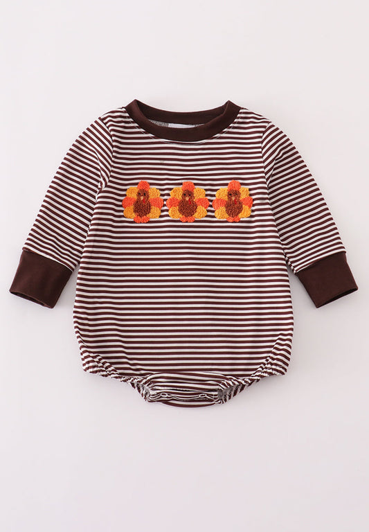 Brown Turkey French Knot Stripe Boy’s Bubble