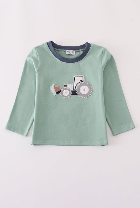 Blue Excavator Appliqué Boy’s Top