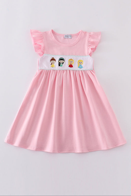 Pink Princess Embroidery Girl’s Dress